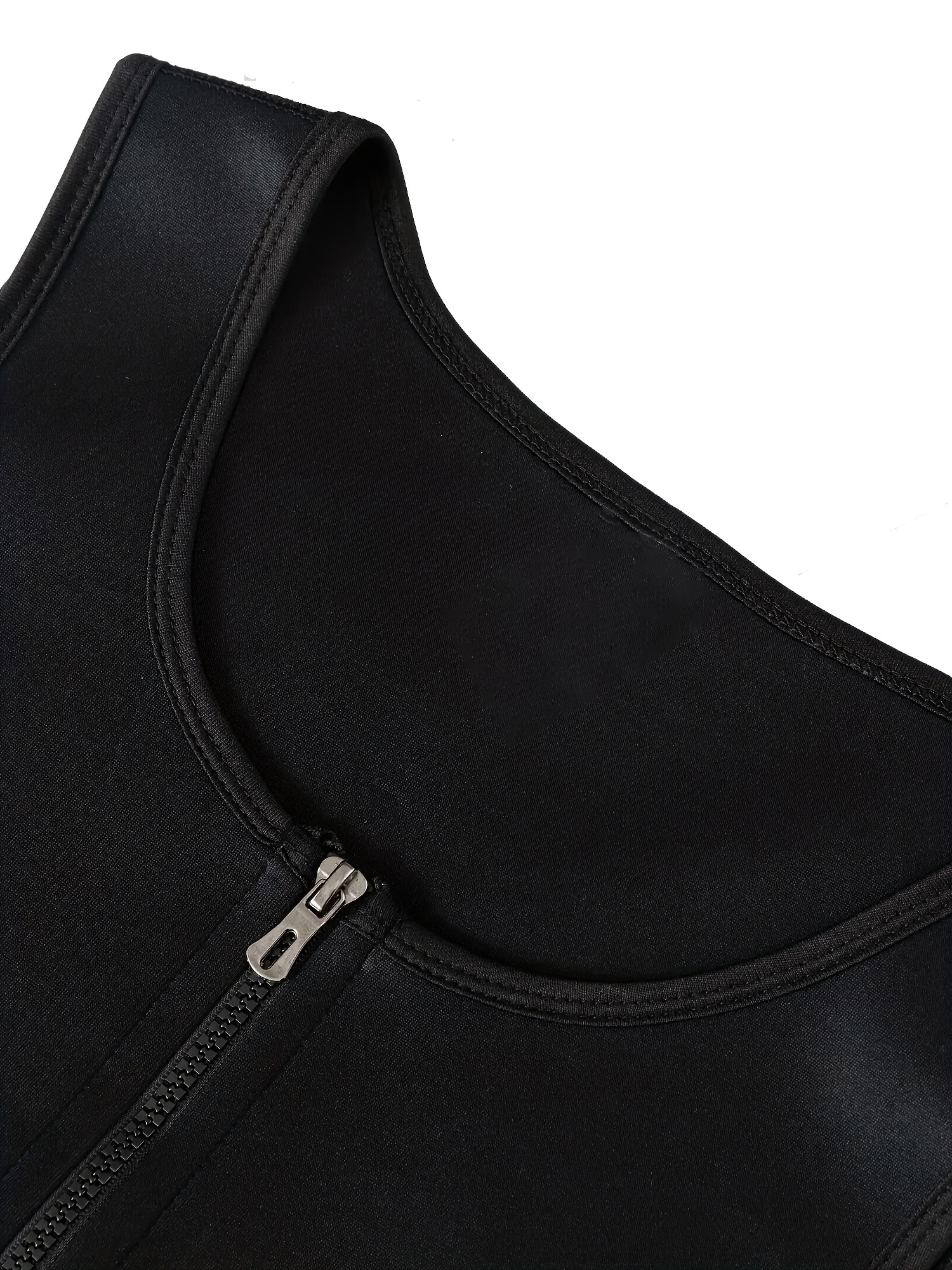 mens slimming waist trainer top neoprene polyester zip up body shaper for fitness sports details 2