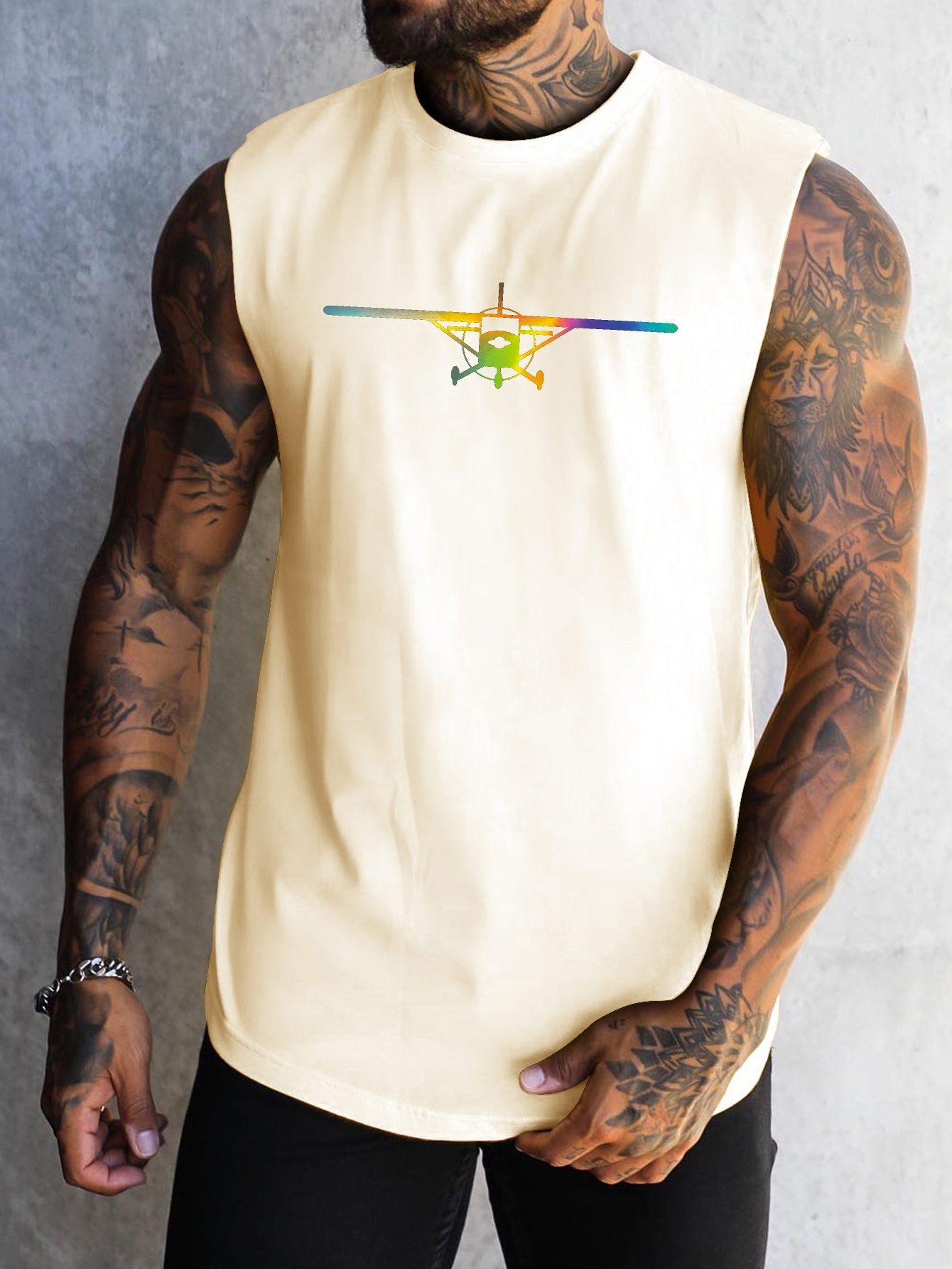 mens athletic top quick dry moisture wicking breathable gym running training summer sleeveless shirt with unique graphic design details 0