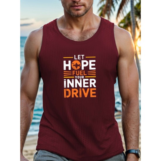 Men's Breathable Polyester Tank Top - Casual Geometric Print, Crew Neck Sleeveless Shirt for Summer Fitness & Outdoor Activities Men's Breathable Polyester Tank Top - Casual Geometric Print, Crew Neck Sleeveless Shirt for Summer Fitness & Outdoor Activities