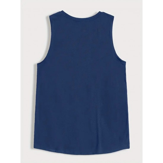 Men's Breathable Polyester Tank Top - Casual Geometric Print, Crew Neck Sleeveless Shirt for Summer Fitness & Outdoor Activities Men's Breathable Polyester Tank Top - Casual Geometric Print, Crew Neck Sleeveless Shirt for Summer Fitness & Outdoor Activities