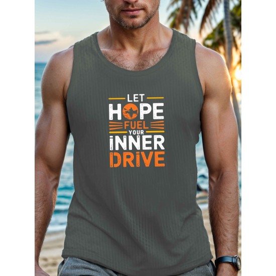 Men's Breathable Polyester Tank Top - Casual Geometric Print, Crew Neck Sleeveless Shirt for Summer Fitness & Outdoor Activities Men's Breathable Polyester Tank Top - Casual Geometric Print, Crew Neck Sleeveless Shirt for Summer Fitness & Outdoor Activities