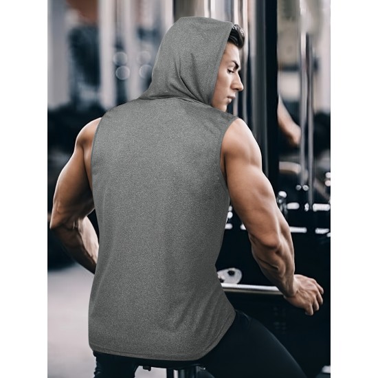 Stylish Sleeveless Hooded Muscle Tank Top - Breathable, Moisture-Wicking, Quick-Drying, Perfect for Summer Sports, Fitness, Gym, Running, and Outdoor Activities - Ideal for Men Who Want Comfort and Freedom of Movement Stylish Sleeveless Hooded Muscle Tank Top - Breathable, Moisture-Wicking, Quick-Drying, Perfect for Summer Sports, Fitness, Gym, Running, and Outdoor Activities - Ideal for Men Who Want Comfort and Freedom of Movement