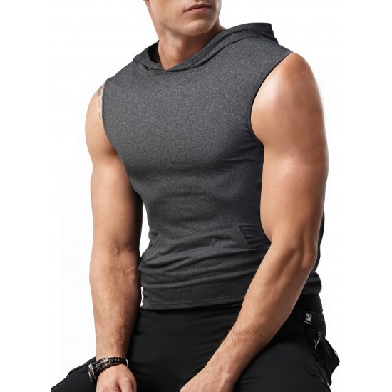 Stylish Sleeveless Hooded Muscle Tank Top - Breathable, Moisture-Wicking, Quick-Drying, Perfect for Summer Sports, Fitness, Gym, Running, and Outdoor Activities - Ideal for Men Who Want Comfort and Freedom of Movement Stylish Sleeveless Hooded Muscle Tank Top - Breathable, Moisture-Wicking, Quick-Drying, Perfect for Summer Sports, Fitness, Gym, Running, and Outdoor Activities - Ideal for Men Who Want Comfort and Freedom of Movement