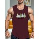 1pc Men'S Casual Christmas Tree Print Sleeveless Tank Top, Polyester Knit Round Neck Vest for Summer, Regular Fit Adult Tank 1pc Men'S Casual Christmas Tree Print Sleeveless Tank Top, Polyester Knit Round Neck Vest for Summer, Regular Fit Adult Tank