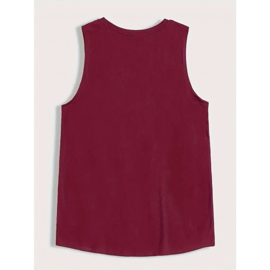 Men'S Casual Crew Neck Tank Top, Polyester Knit Fabric, Regular Fit, Geometric Pattern, with Slight Stretch, for Summer Adult Sleeveless Shirt Men'S Casual Crew Neck Tank Top, Polyester Knit Fabric, Regular Fit, Geometric Pattern, with Slight Stretch, for Summer Adult Sleeveless Shirt