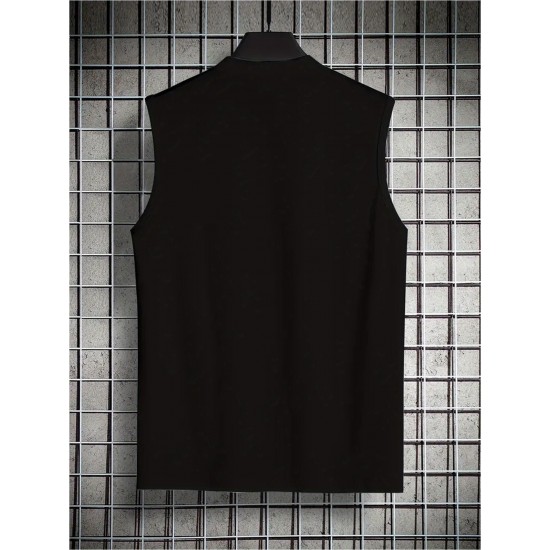 Men's Summer Fashion Tank Top - Casual Round Neck, Stretchy Polyester & Spandex Blend, Breathable Sleeveless Shirt with Trendy Paris Print, Perfect for Gym & Sports, Non-Transparent Men's Summer Fashion Tank Top - Casual Round Neck, Stretchy Polyester & Spandex Blend, Breathable Sleeveless Shirt with Trendy Paris Print, Perfect for Gym & Sports, Non-Transparent