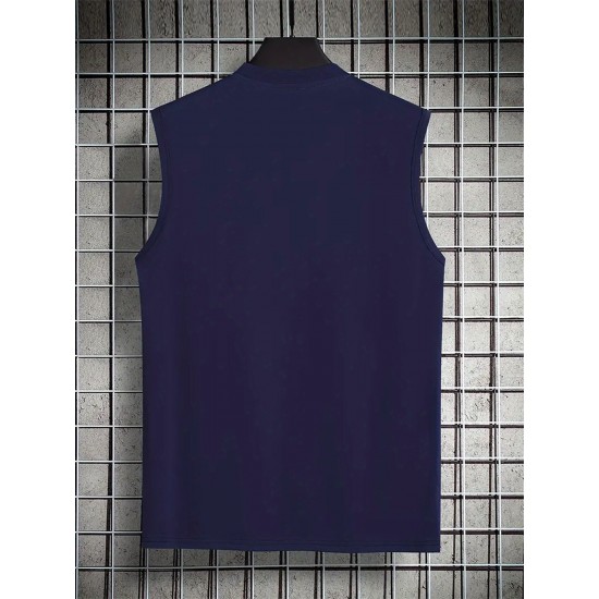 Men's Summer Fashion Tank Top - Casual Round Neck, Stretchy Polyester & Spandex Blend, Breathable Sleeveless Shirt with Trendy Paris Print, Perfect for Gym & Sports, Non-Transparent Men's Summer Fashion Tank Top - Casual Round Neck, Stretchy Polyester & Spandex Blend, Breathable Sleeveless Shirt with Trendy Paris Print, Perfect for Gym & Sports, Non-Transparent