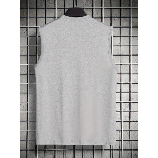 Men's Summer Fashion Tank Top - Casual Round Neck, Stretchy Polyester & Spandex Blend, Breathable Sleeveless Shirt with Trendy Paris Print, Perfect for Gym & Sports, Non-Transparent Men's Summer Fashion Tank Top - Casual Round Neck, Stretchy Polyester & Spandex Blend, Breathable Sleeveless Shirt with Trendy Paris Print, Perfect for Gym & Sports, Non-Transparent