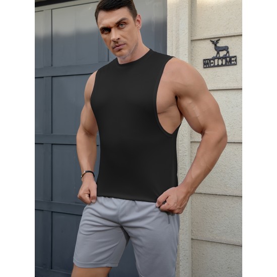 ZPB Mens Gym Tank Top Vest - Moisture-Wicking, Quick-Dry, Medium Stretch, Loose Fit, Crew Neck, Solid Color, Perfect For Basketball, Boxing, Cycling, Hiking, Outdoor, Running, Sports, Training - All Seasons Wear ZPB Mens Gym Tank Top Vest - Moisture-Wicking, Quick-Dry, Medium Stretch, Loose Fit, Crew Neck, Solid Color, Perfect For Basketball, Boxing, Cycling, Hiking, Outdoor, Running, Sports, Training - All Seasons Wear
