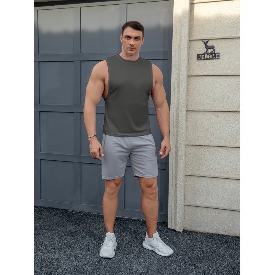 ZPB Mens Gym Tank Top Vest - Moisture-Wicking, Quick-Dry, Medium Stretch, Loose Fit, Crew Neck, Solid Color, Perfect For Basketball, Boxing, Cycling, Hiking, Outdoor, Running, Sports, Training - All Seasons Wear ZPB Mens Gym Tank Top Vest - Moisture-Wicking, Quick-Dry, Medium Stretch, Loose Fit, Crew Neck, Solid Color, Perfect For Basketball, Boxing, Cycling, Hiking, Outdoor, Running, Sports, Training - All Seasons Wear