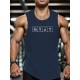 Men's Casual Black Tank Top - Polyester Knit, Geometric Design, Machine Washable, Summer Workout Tank for Gym & Fitness Men's Casual Black Tank Top - Polyester Knit, Geometric Design, Machine Washable, Summer Workout Tank for Gym & Fitness