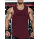 Men's Casual Black Tank Top - Polyester Knit, Geometric Design, Machine Washable, Summer Workout Tank for Gym & Fitness Men's Casual Black Tank Top - Polyester Knit, Geometric Design, Machine Washable, Summer Workout Tank for Gym & Fitness