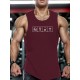 Men's Casual Black Tank Top - Polyester Knit, Geometric Design, Machine Washable, Summer Workout Tank for Gym & Fitness Men's Casual Black Tank Top - Polyester Knit, Geometric Design, Machine Washable, Summer Workout Tank for Gym & Fitness