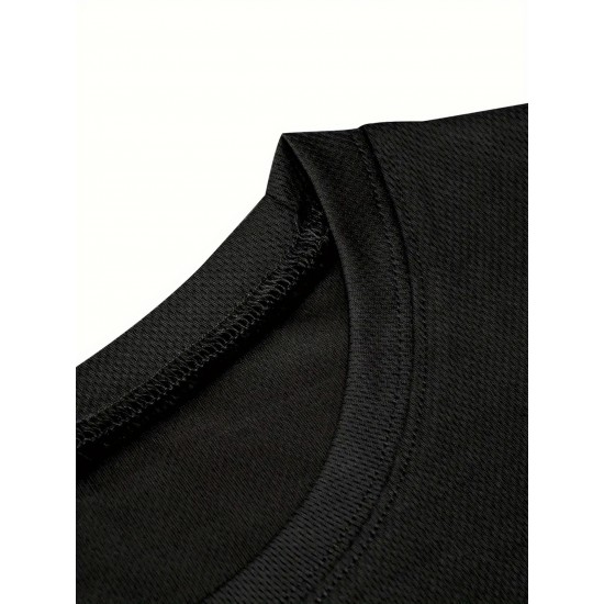 Men's Casual Black Tank Top - Polyester Knit, Geometric Design, Machine Washable, Summer Workout Tank for Gym & Fitness Men's Casual Black Tank Top - Polyester Knit, Geometric Design, Machine Washable, Summer Workout Tank for Gym & Fitness