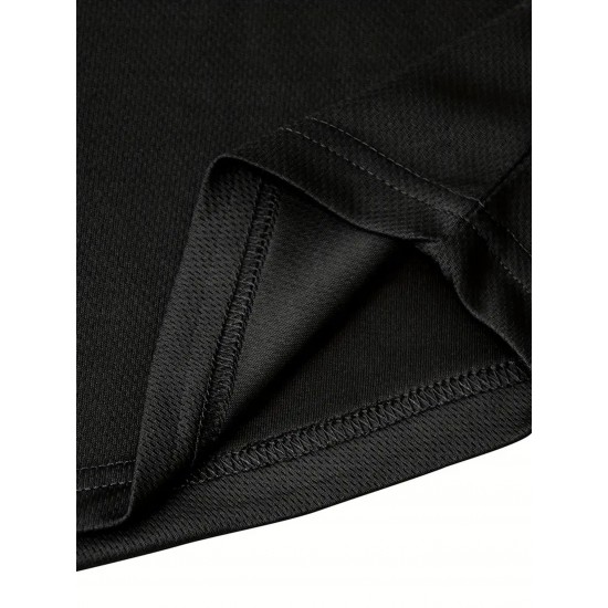Men's Casual Black Tank Top - Polyester Knit, Geometric Design, Machine Washable, Summer Workout Tank for Gym & Fitness Men's Casual Black Tank Top - Polyester Knit, Geometric Design, Machine Washable, Summer Workout Tank for Gym & Fitness