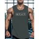 Men's Casual Black Tank Top - Polyester Knit, Geometric Design, Machine Washable, Summer Workout Tank for Gym & Fitness Men's Casual Black Tank Top - Polyester Knit, Geometric Design, Machine Washable, Summer Workout Tank for Gym & Fitness