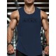 Men's Casual Black Tank Top - Polyester Knit, Geometric Design, Machine Washable, Summer Workout Tank for Gym & Fitness Men's Casual Black Tank Top - Polyester Knit, Geometric Design, Machine Washable, Summer Workout Tank for Gym & Fitness