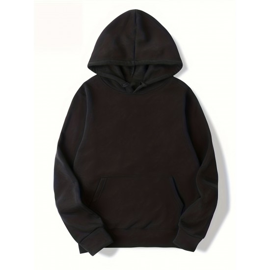 Plus Size Men's Cozy Solid Hoodie - Soft, Breathable, Warm, and Fashionable Casual Hooded Sweatshirt for Autumn and Winter - Ideal for Daily Wear, Outdoor Activities, and Gift Giving Plus Size Men's Cozy Solid Hoodie - Soft, Breathable, Warm, and Fashionable Casual Hooded Sweatshirt for Autumn and Winter - Ideal for Daily Wear, Outdoor Activities, and Gift Giving