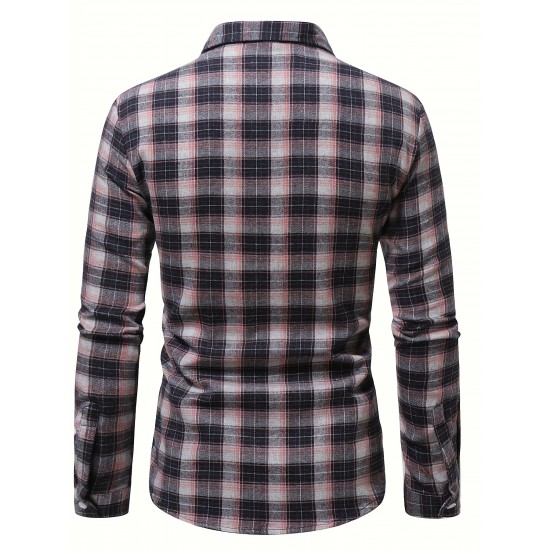 Plus Size Men's Plaid/Striped Shirt Spring Fall Winter Long Sleeve Shirt, Men's Clothing Plus Size Men's Plaid/Striped Shirt Spring Fall Winter Long Sleeve Shirt, Men's Clothing