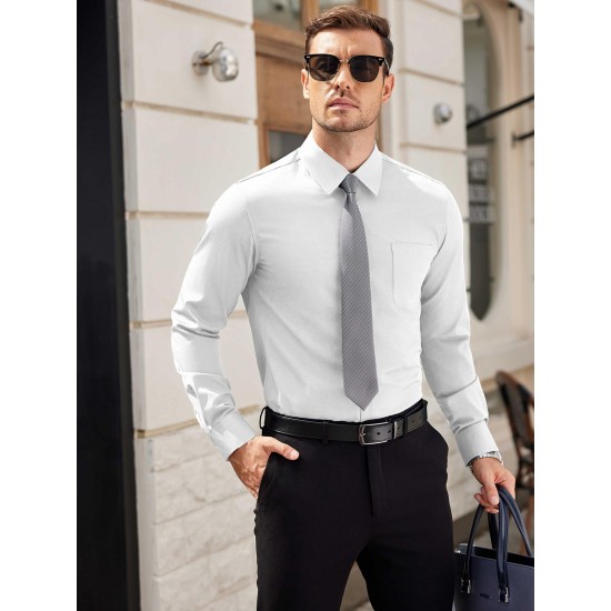 Men'S Plus Size Dress Shirts, Polyester Blend, Casual Work Style, Lapel Collar, Slight Stretch, Solid Color, Button-Down, Regular Fit, Woven, for All Seasons Men'S Plus Size Dress Shirts, Polyester Blend, Casual Work Style, Lapel Collar, Slight Stretch, Solid Color, Button-Down, Regular Fit, Woven, for All Seasons