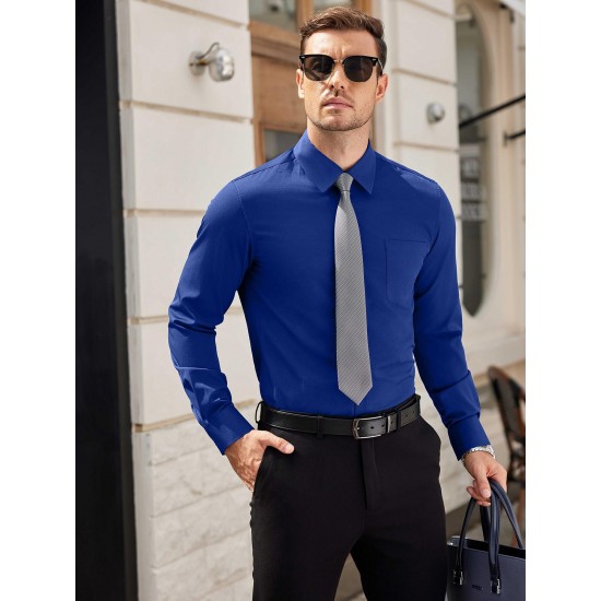 Men'S Plus Size Dress Shirts, Polyester Blend, Casual Work Style, Lapel Collar, Slight Stretch, Solid Color, Button-Down, Regular Fit, Woven, for All Seasons Men'S Plus Size Dress Shirts, Polyester Blend, Casual Work Style, Lapel Collar, Slight Stretch, Solid Color, Button-Down, Regular Fit, Woven, for All Seasons