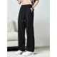 Summer Wear Men's Solid Color Slacks with Drawstring and Pockets Summer Wear Men's Solid Color Slacks with Drawstring and Pockets